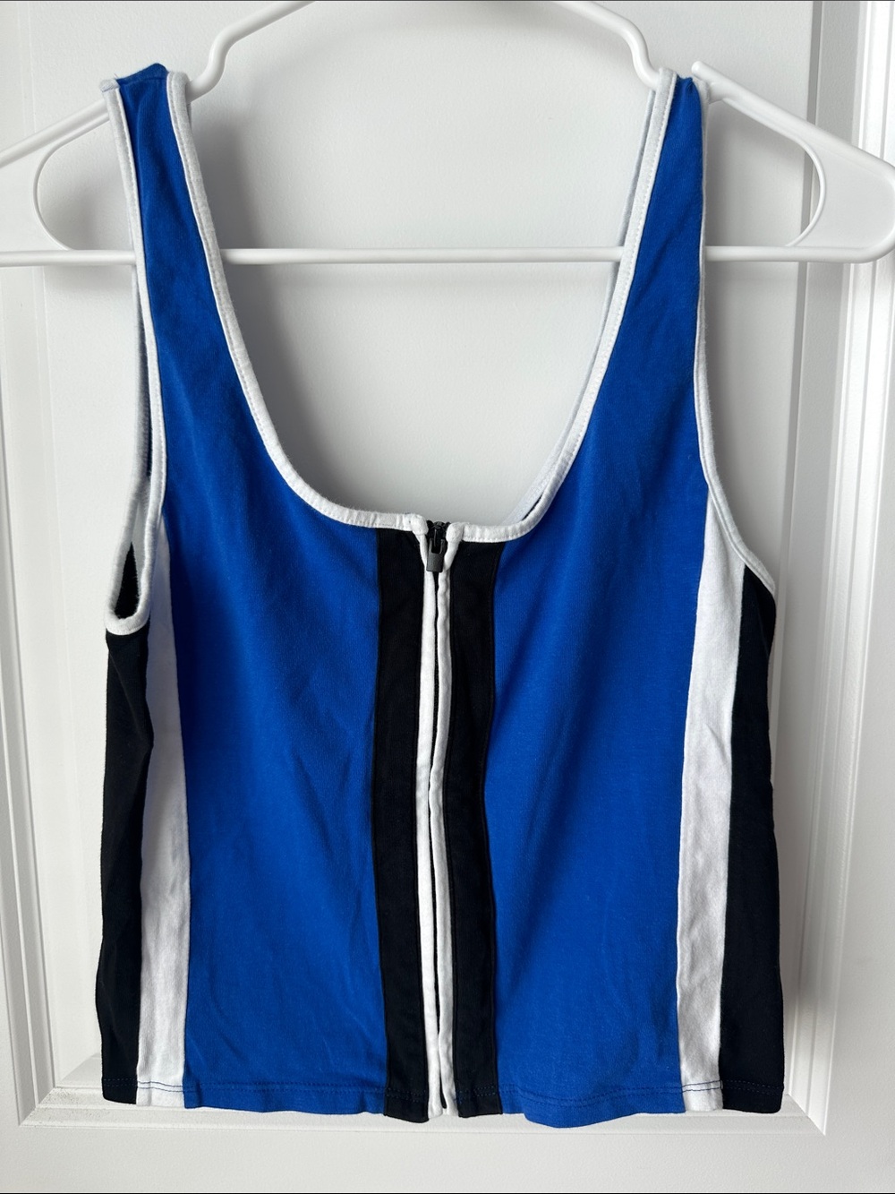 Express One Eleven Blue & Black Zip-Front One-Piece Tank